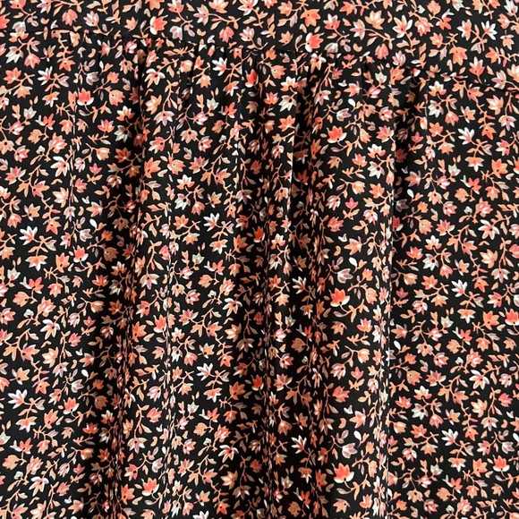 Loft Blouse Button Up Floral Print Women’s Petite XS Ruffle Hem Stand Up Collar - Picture 10 of 14